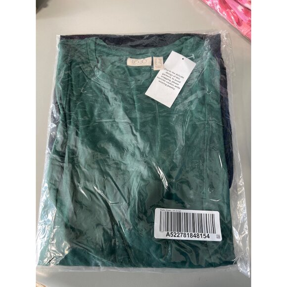 LOGO by Lori Goldstein Rayon 230 Layered Top Jacquard Hem XXS Bistro Green NEW - Picture 2 of 6